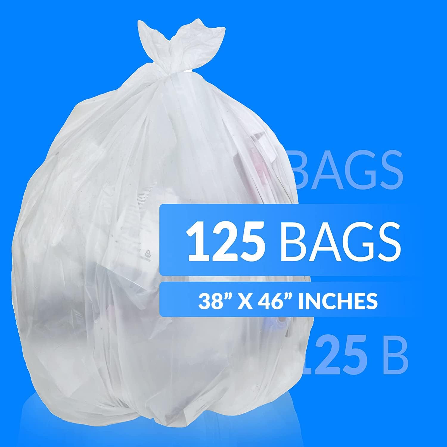 Reli. 40 to 45 Trash Bags Heavy Duty | 125 Trash Bags | Super Sizeable Clear Garbage Bags for Serious Cleanup
