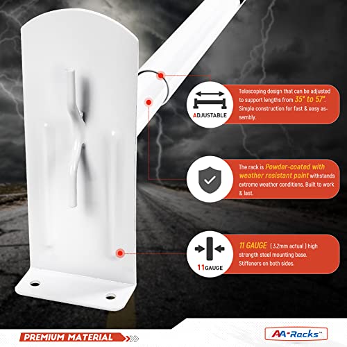 AA-Racks Model DX36 Universal Pickup Truck Cap & Topper 2 Bar Ladder Roof Van Rack System Adjustable Steel Cross Bars - Matte White