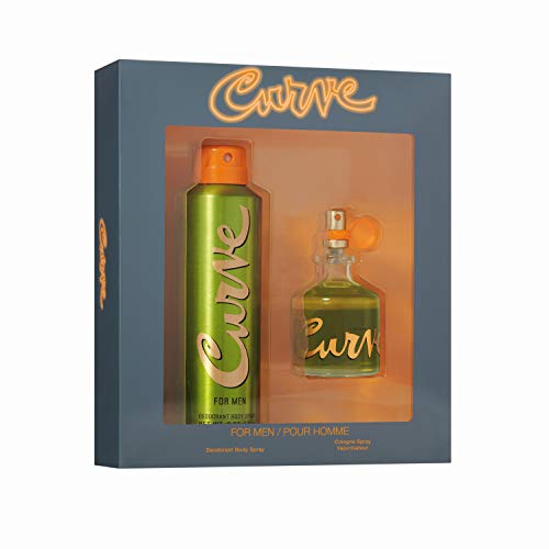 Curve Men's Cologne Fragrance Set, Deodorant Body Spray & Cologne Spray, Casual Day or Night Scent, Spicy Wood Magnetic Scent, 2 Piece Set