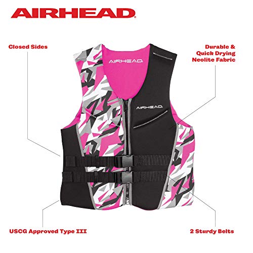 Airhead Women's CAMO COOL Kwik-Dry Neolite Flex Life Jacket, US Coast Guard Approved