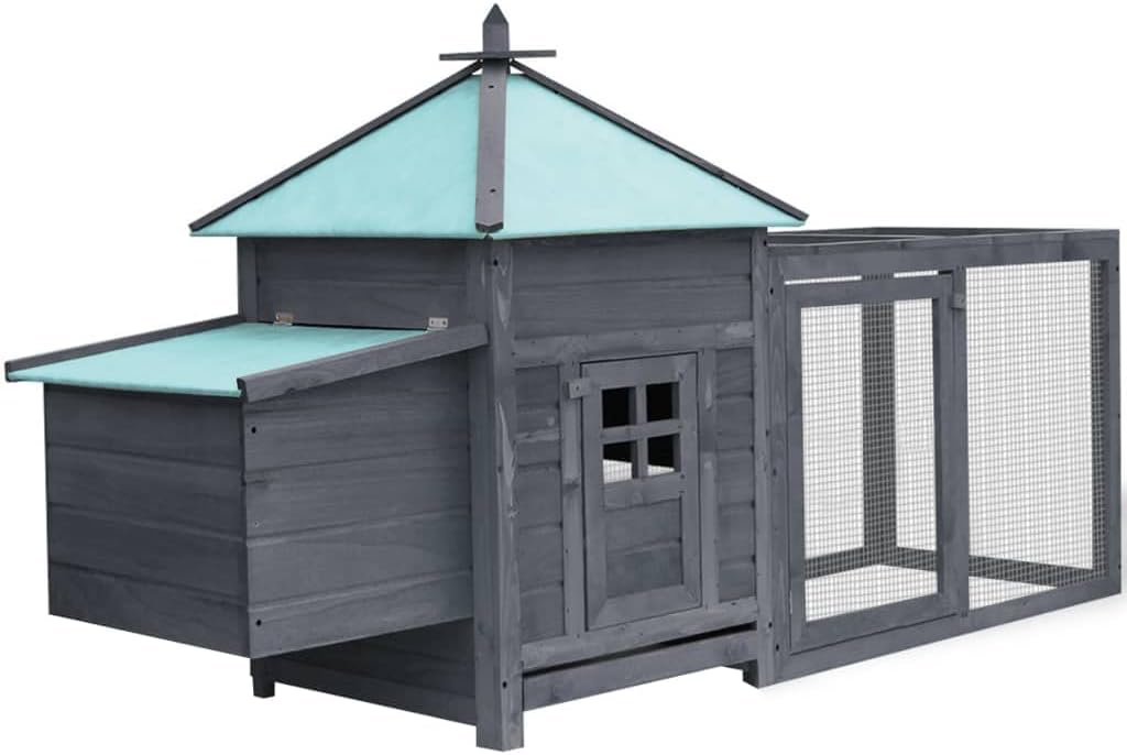 Outdoor Chicken Coop with Nest Box and Tilting Roof, Wooden Frame Chicken Cage, Weather Resistant Hen/Pet House for Indoor and Outdoor 76
