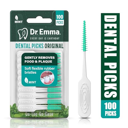 Original Dental Picks Mint Soft Rubberized Tooth Picks Easy to Use Brush Picks 100Ct/Pack, 2 Packs (200Ct)