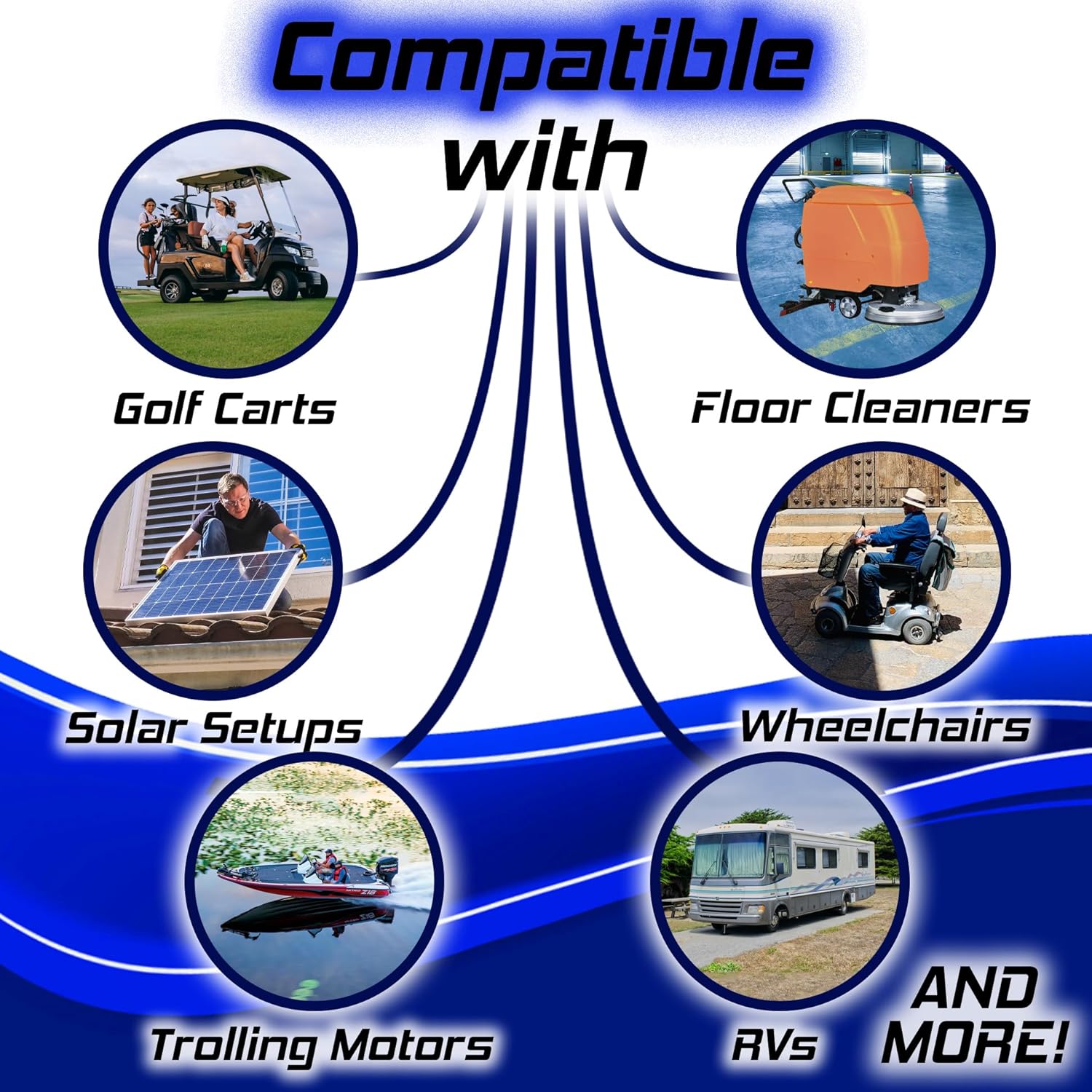 PowerStar Replacement T-105 GC2 6V 200Ah Deep Cycle Flooded Lead Acid Battery x2