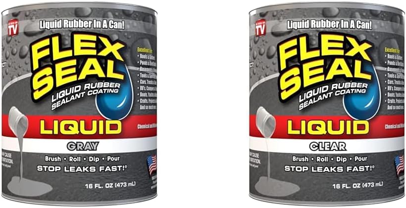 Flex Seal Liquid Gray and Clear 16 oz Liquid Rubber Coating Sealant Bundle