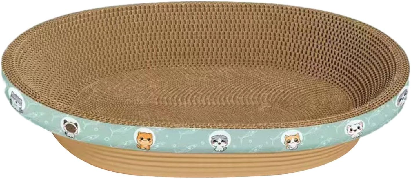 Cat Scratcher Cardboard Training Toy Furniture Protector Bowl Scratch Pad Nest Corrugated Scratching Board Rest Sleeping, cat Pattern