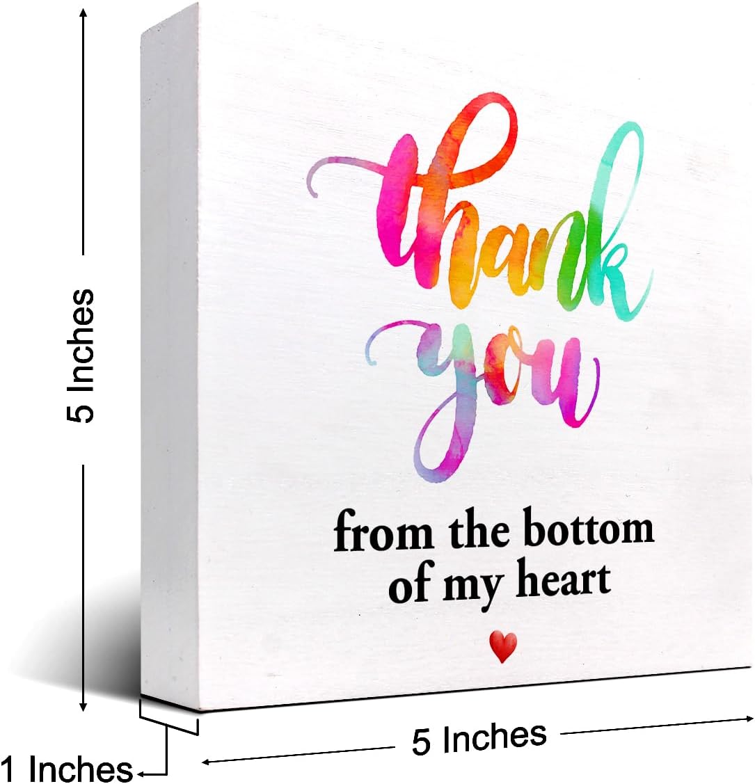 Thank You from the Bottom of My Heart Wood Box Sign Desk Decor,Thank You Wood Plaque Gift,Appreciation Wooden Plaque Signs for Home Office Shelf Table Decorations C959