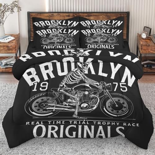 5 Pcs Comforter Set Twin Size, Orange Autumn Leaves Bed in a Bag with Flat Sheet and Fitted Sheet for Kids and Adults, Moon Halloween Gothic Bedding Set with Pillowcase & Sham