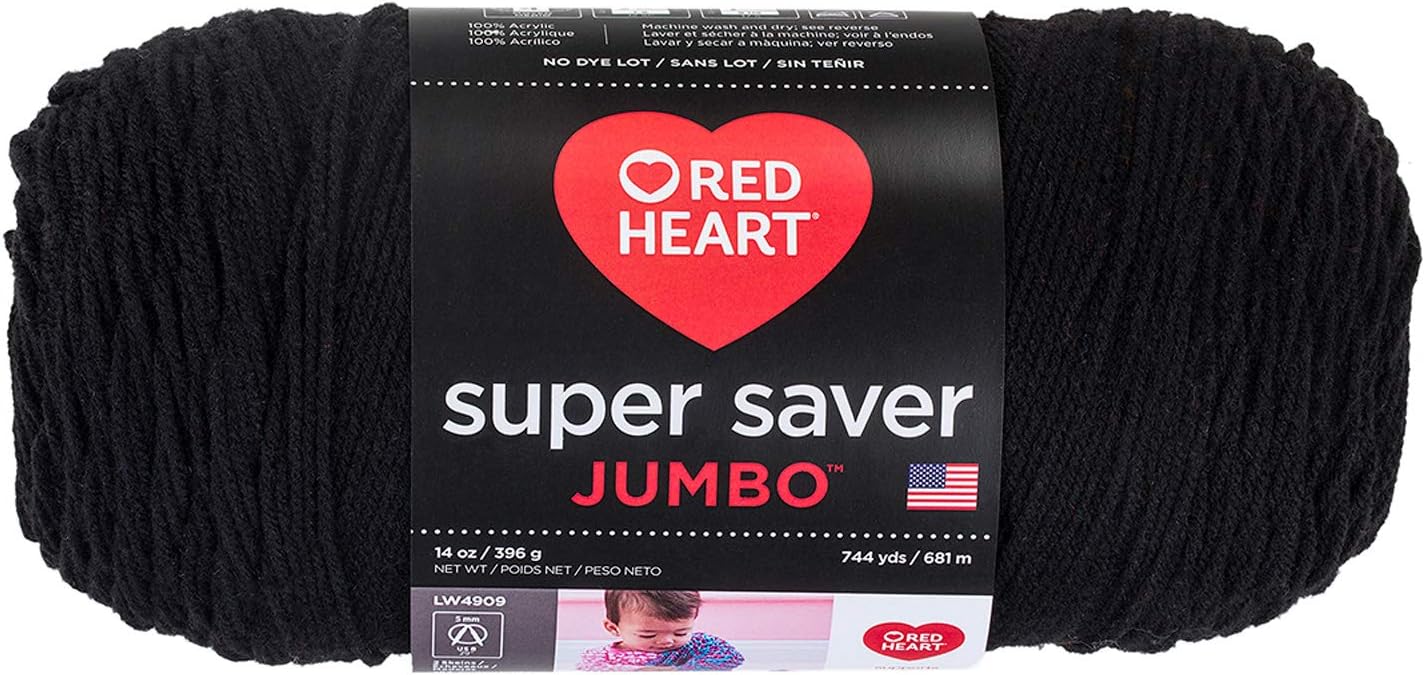 Red Heart Yarn Super Saver Jumbo 312 Black