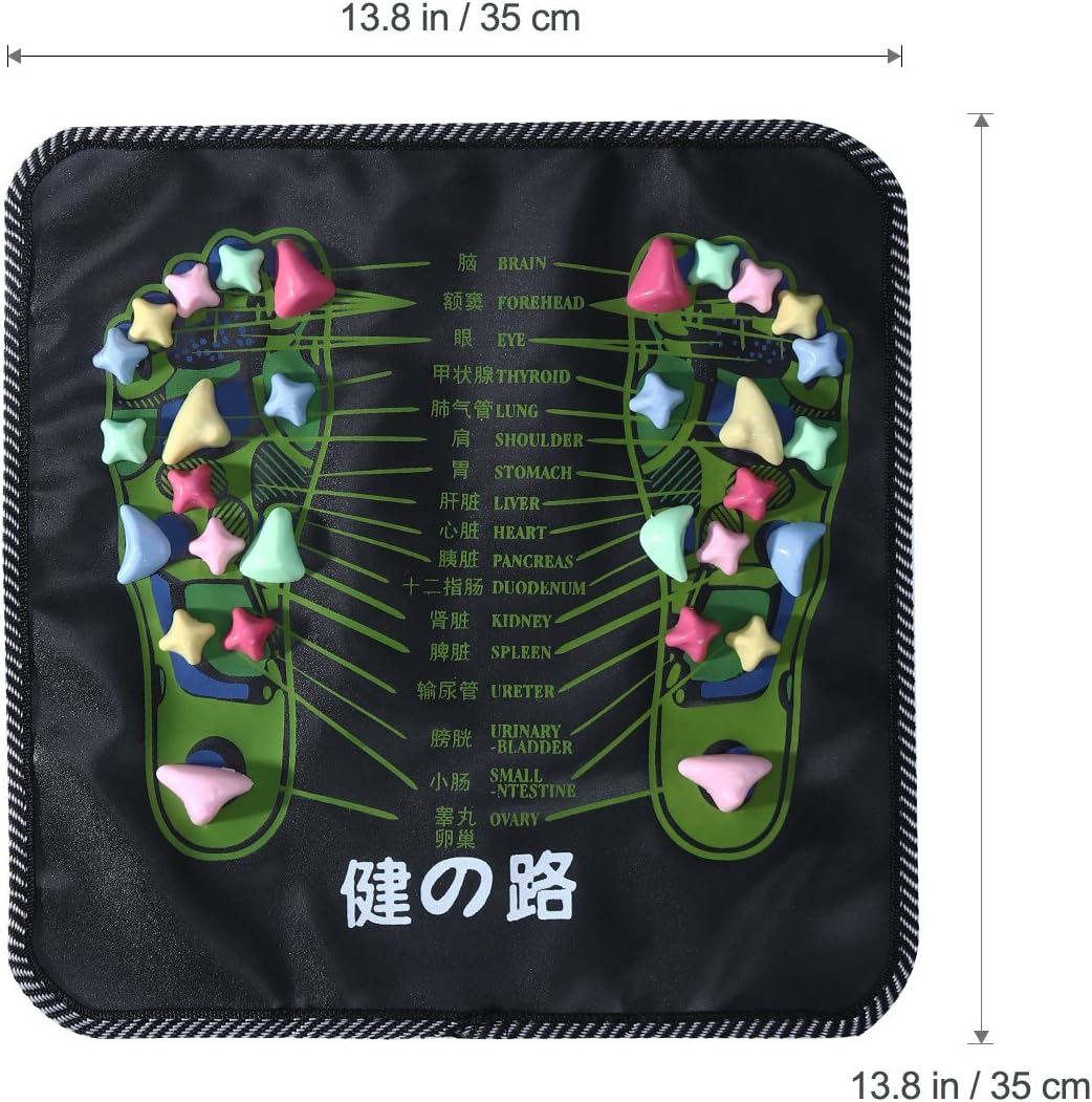 Reflexology Massage Mat Foot Stone Foot Leg Pain Walk Massager Mat Mat Pad Massager (Black)