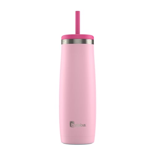 Bubba Radiant Stainless Steel Tumbler, 24oz Vacuum-Insulated Water Bottle, Azalea - Cold Drinks for 12 Hours, Leakproof with Slider Lid & Straw Holder, Ideal for School, Work and Travel