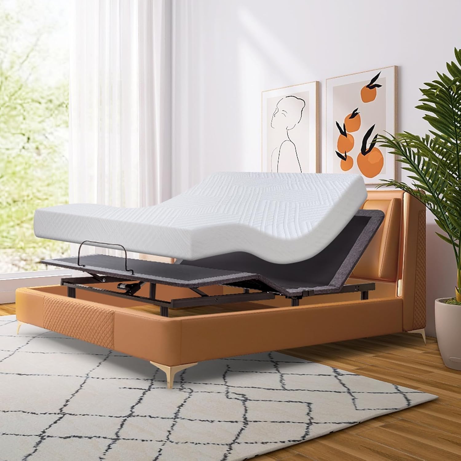 Adjustable Bed Frame Queen + 10 Inch Gel Memory Foam Medium-Firm Mattress in Box, Classic Adjustable Bed Base, Head and Foot Lift, Massage, Wireless Remote, Anti-Snore Electric Smart Beds