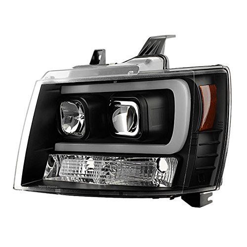 AKKON - For 2007-2014 Chevy Suburban | Tahoe | Avalanche LH + RH Smoked Lens LED DRL Projector Head Lights Pair