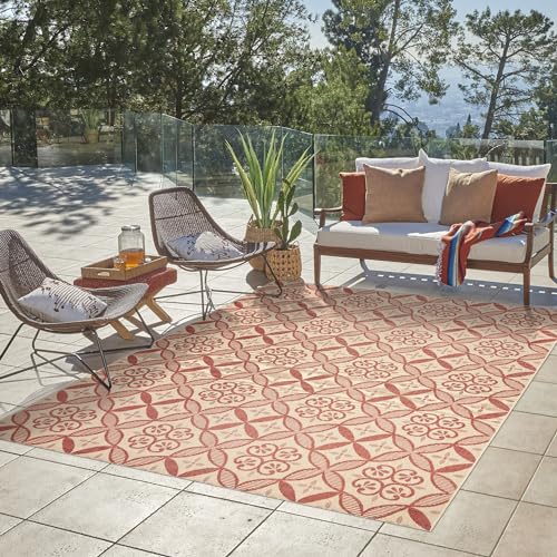 Gertmenian Indoor Outdoor Classic Flatweave Area Rug, Stain & UV Resistant Carpet, Deck, Patio, Poolside & Mudroom, Large 8x10, Bohemian, Burke Striped Ash/Steel, 25485