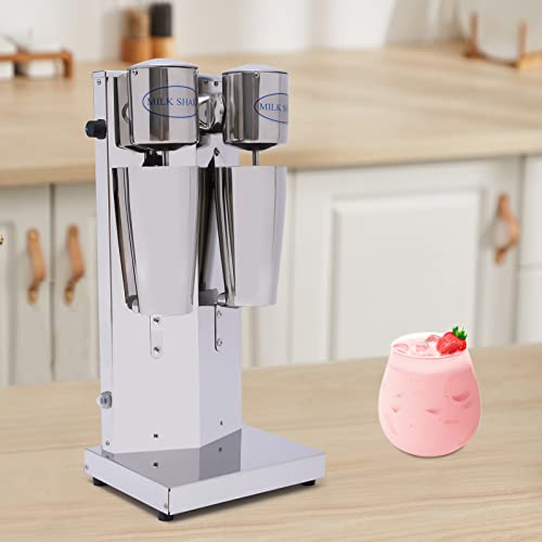 Milkshake Maker, 180W Stainless Steel Electric Milkshake Maker Machine, Double Head Commercial Drink Mixer for Milkshake Mixed Drink, 800ml Cups, Infinitely Variable Speed