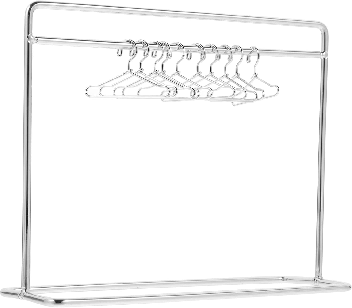 NUOBESTY Garment Rack with 10pcs Mini Clothes Hangers, Miniature Clothing Rack Dress Outfit Holders for Closet Wardrobe Dollhouse Furniture Accessories