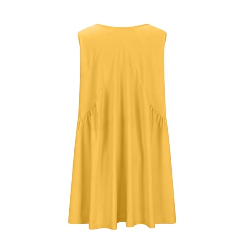 Womens Summer Sleeveless Mini Dress Casual Loose V Neck Sundress Trendy Pleated Dress Boho Beach Vacation Sun Dress