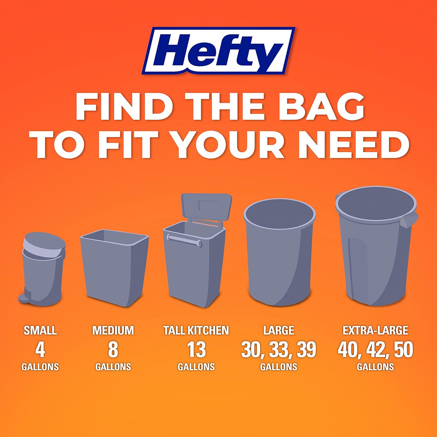 Hefty Small Trash Bags, Ocean Water Scent, 4 Gallon, (52 Count)