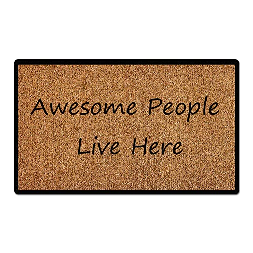 Yours Welcome to My Doormat Green Leaf Pattern New Home Essential Decoration Doormat Entrance Way Non-Slip Door Mats Front Indoor/Outdoor Living Room Kitchen Bedroom Area Rugs 17x30 Inch