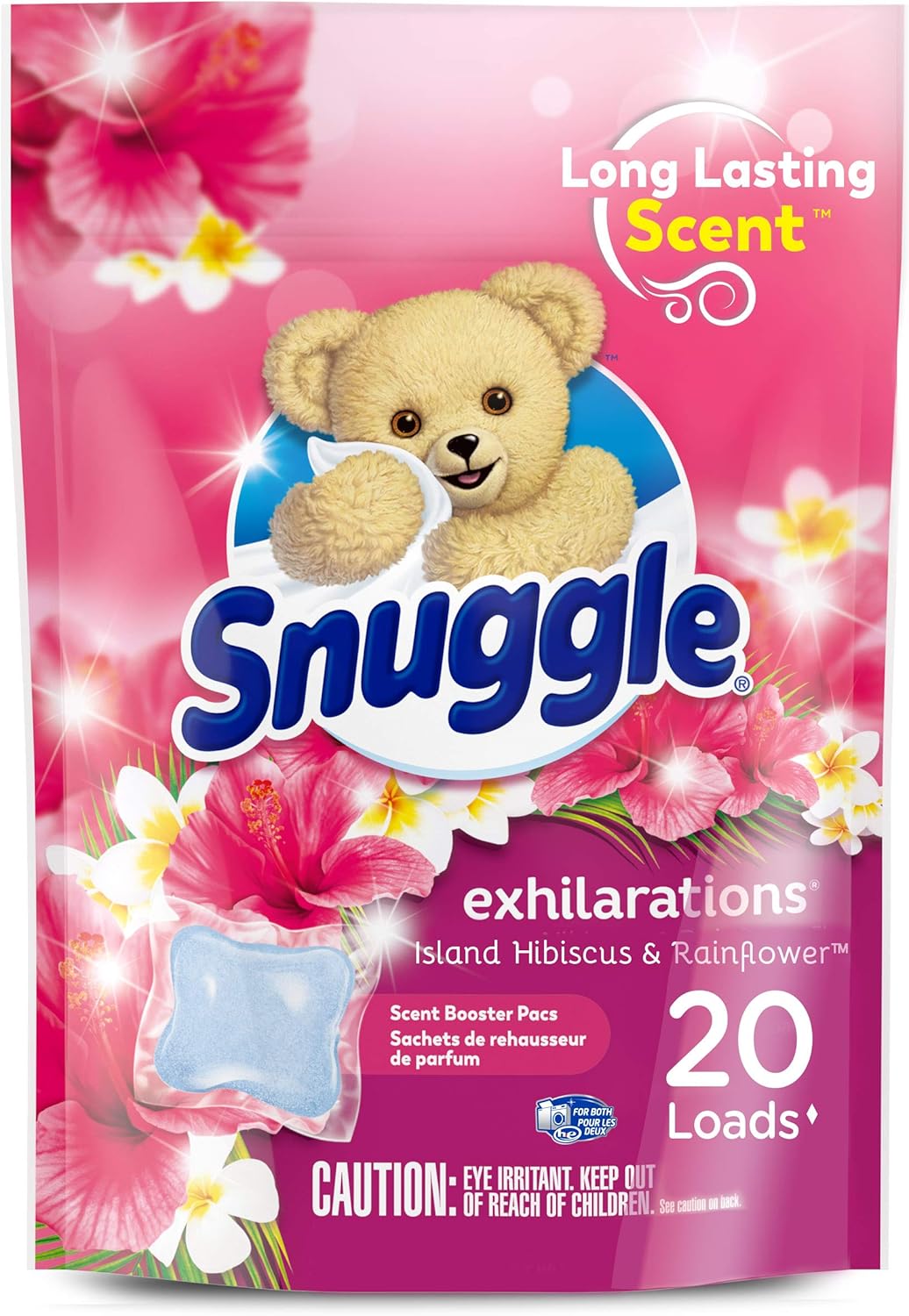 Snuggle Exhilarations In Wash Laundry Scent Booster Pacs, Island Hibiscus and Rainflower, 20 Count