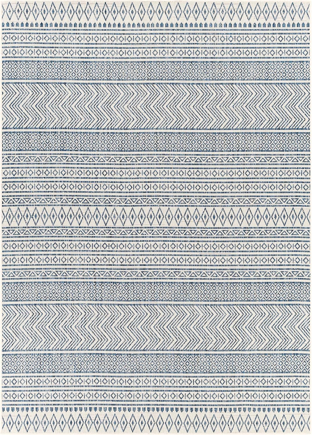 Hauteloom Madras Living Room, Bedroom Patio Outdoor Area Rug - Bohemian/Global - Blue - 7'10
