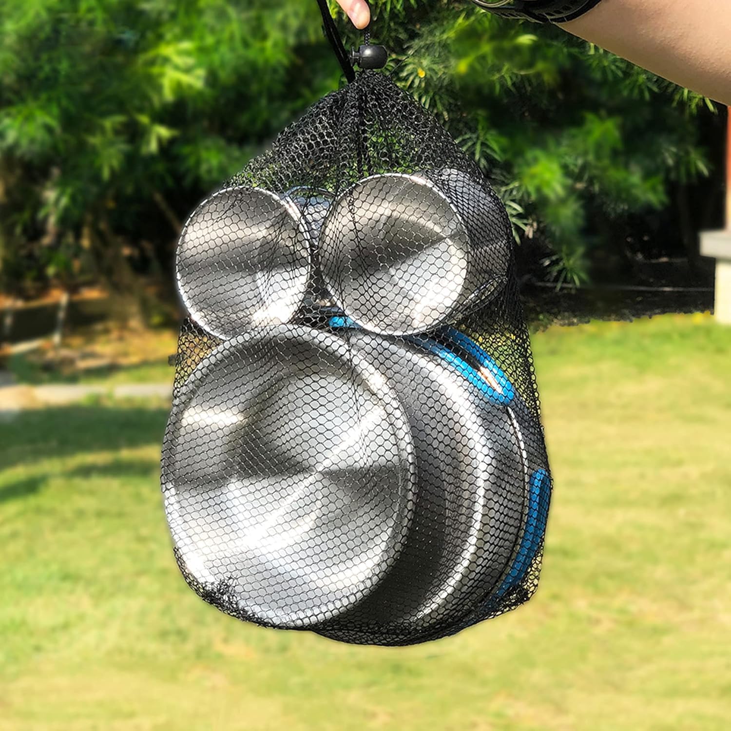 Stainless Steel 10Pcs Camping Cookware Mess Kit Cooking Set Backpacking Gear Lightweight Pots and Pans Set with Folding Knife Fork for Outdoor Camping Hiking Picnic