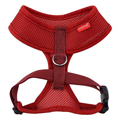 Puppia Soft Dog Harness No Choke Over-The-Head Triple Layered Breathable Mesh Adjustable Chest Belt and Quick-Release Buckle, Brown, Medium