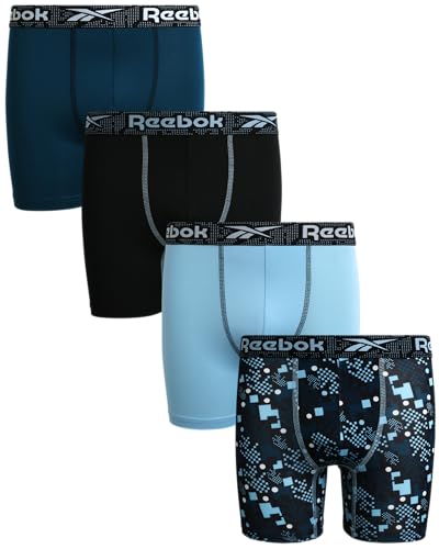 Reebok Boys Boxer Briefs - 4 Pack Soft Comfort Performance Stretch Boys Underwear - Breathable Boxers for Boys (6-18)