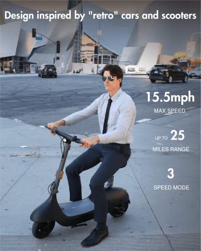 OKAI EA10 Electric Scooter with Seat for Adults, Up to 25 Miles Range & 15.5MPH, 750W Peak Power Motor, Electric Moped Bike with 10