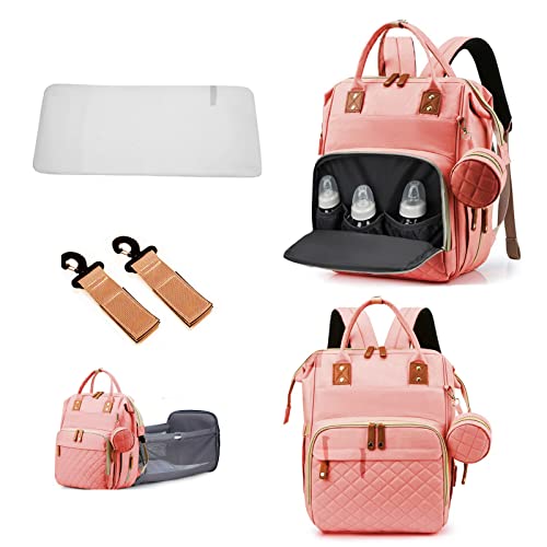 Diaper Bag Backpack Baby with Changing Station Travel Waterproof 3 in 1 Foldable Unisex (black)