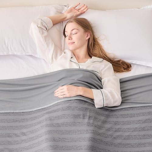 EMME Cooling Blankets for Hot Sleepers, Queen Size Bed Blanket for Summer, Thin Light Blanket Throw Couch, Night Sweats, Double Sided Keep Body Cool, Grey Cold Blankets for Sleeping