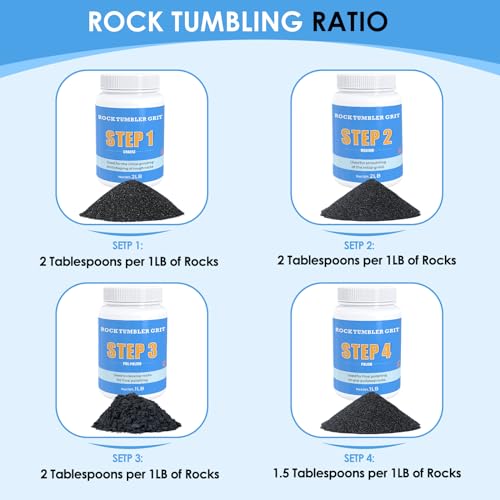 Rock Tumbler Grit Kit [6 Pounds], Polish Up to [40 lbs.] of Rocks, 4 Steps Polish Refill Media Kit, Compatible with Any Tumbler