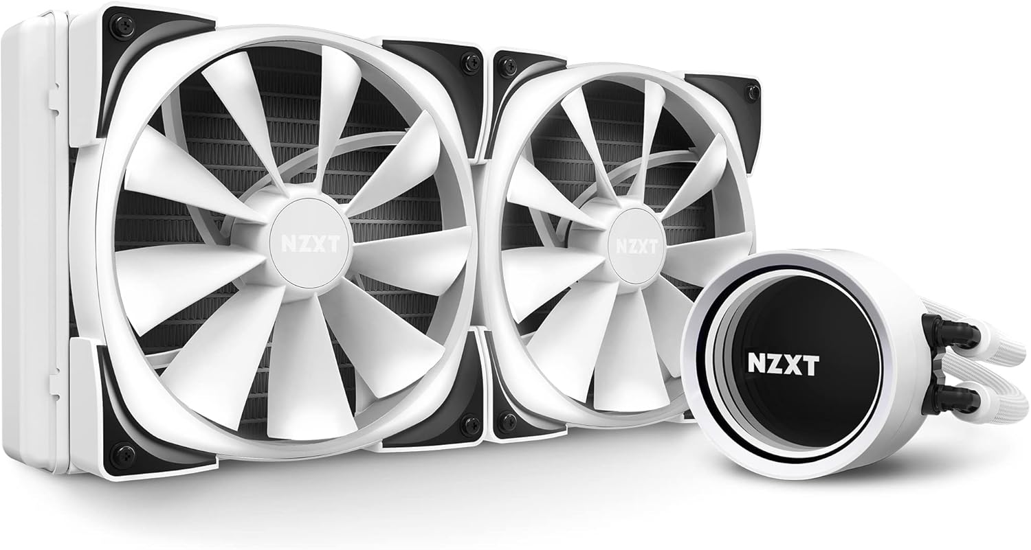NZXT Kraken X63 RGB 280mm - RL-KRX63-RW - AIO RGB CPU Liquid Cooler - Rotating Infinity Mirror Design - Powered By CAM V4 - RGB Connector - Aer RGB V2 140mm Radiator Fans (2 Included) - White