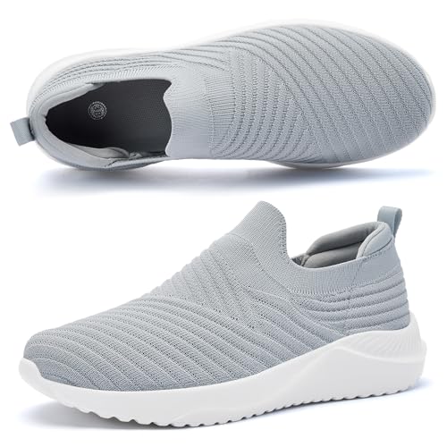 AKK Womens Walking Shoes Slip on Sneakers Comfortable Knitted Mesh Sneakers Lightweight Casual Work Shoes