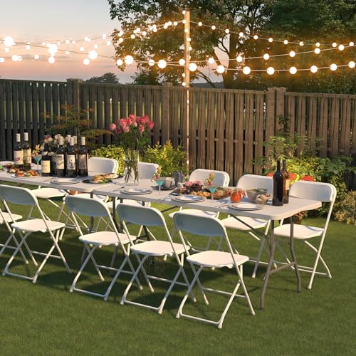 10 Pack Folding Chair, White Plastic Folding Chairs Outdoor Indoor, 350lb Capacity,Portable Event Chair, Lightweight Party Chairs,for Events Office Wedding Party Picnic Kitchen Patio Dining