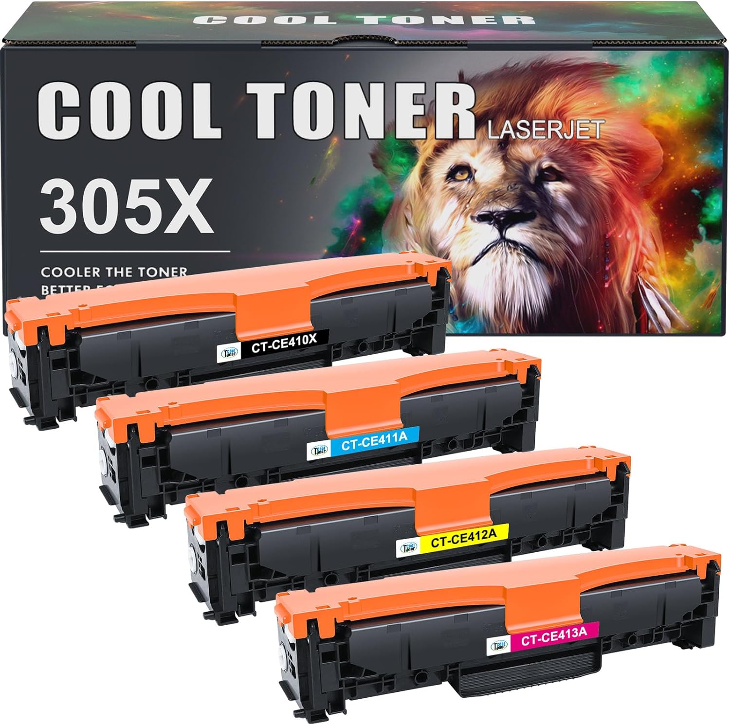 305X Toner Cartridge 4-Pack Compatible for HP 305X 305A CE410X CE411X CE412X CE413X for Pro 400 Color M451nw M475dn M451dn M476nw M351 M375 M451 M475 Pro 300 Color MFP M351a M375nw Series Printer