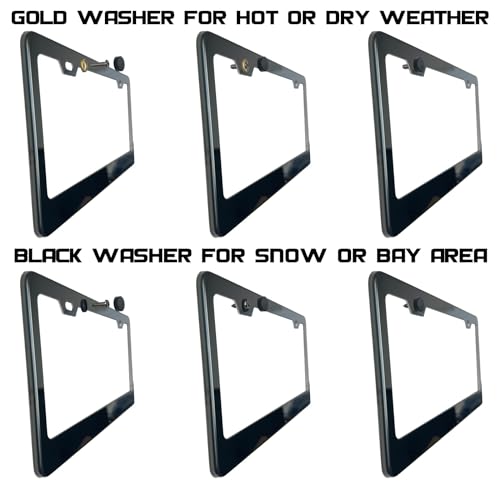 Bottom Cut OutLicense Plate Frame Matte White Powder Coated Universal Fit Aluminum Screw On Cap Cover, T304 Stainless Steel, Rust Proof Weather Proof Stainless Steel Screws (Qty: 1 Frame)