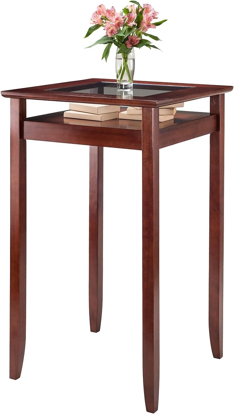 Winsome Halo Pub Table with Tempered Glass Top, Walnut (94127)