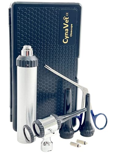 ArtLaB-Premium Veterinary Otoscope Set Kit Veterinary Diagnostic Set Instrument with Reusable Ear Speculas Set -Veterinary Diagnostic Otoscope Set and Hartmann Speculum (Vet Slit Head with Forceps)