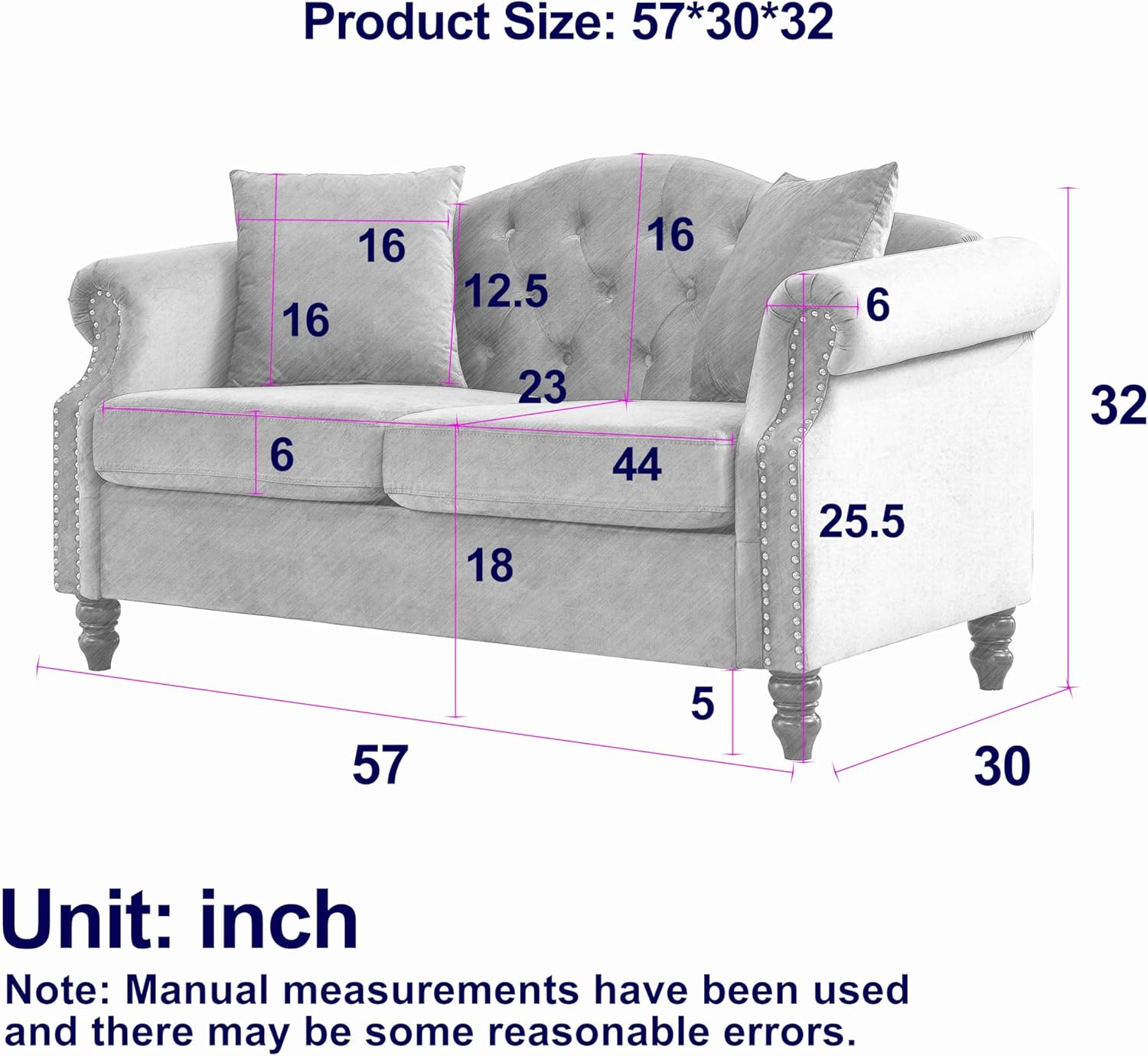 Ucloveria Chesterfield Sofa, 57