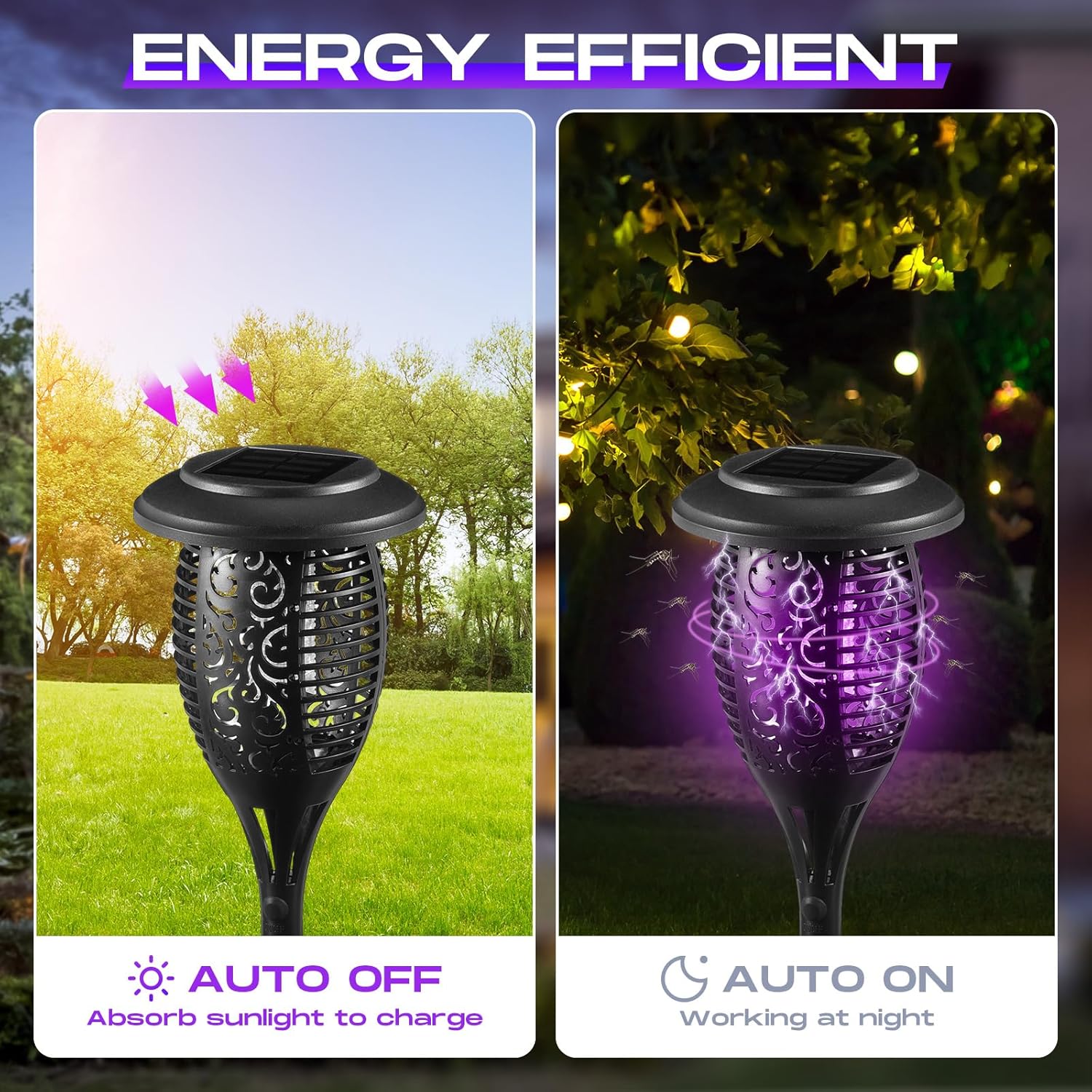 2 Pcs Mosquito Zapper Outdoor Waterproof Cordless Solar Bug Light Insect Mosquito Light 2 in 1 Lighting Mosquito Trap Outdoor Portable Bug Repellent Outdoor for Home Camping Backyard (Round)