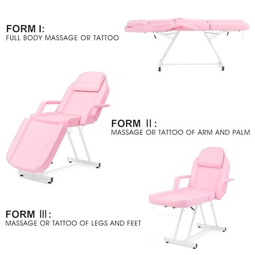 Artist hand Facial Bed Massage Table Adjustable Tattoo Chair W/Free Barber Bed Spa Chair Salon Massage Equipment Tattoo Bed Salon Chair with Tattoo Stool