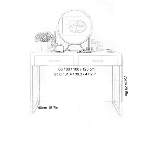 Vanity Table Set Dressing Table, Makeup Dressing Table with Drawers, Elegant Shape Design Crystal Knobs (Table 80 * 40 * 75cm)