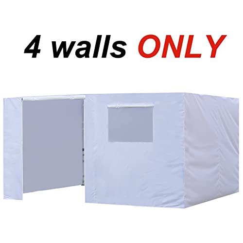 Eurmax USA Full Zippered Walls for 10 x 20 Easy Pop Up Canopy Tent,Enclosure Sidewall Kit with Roller Up Mesh Window and Door 4 Walls ONLY,NOT Including Frame and Top（White）