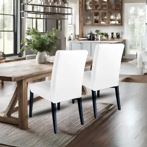 100% European Linen Cotton Slipcover, Compatible with IKEA Henriksdal Dining Chair, Solid White - Set of 2
