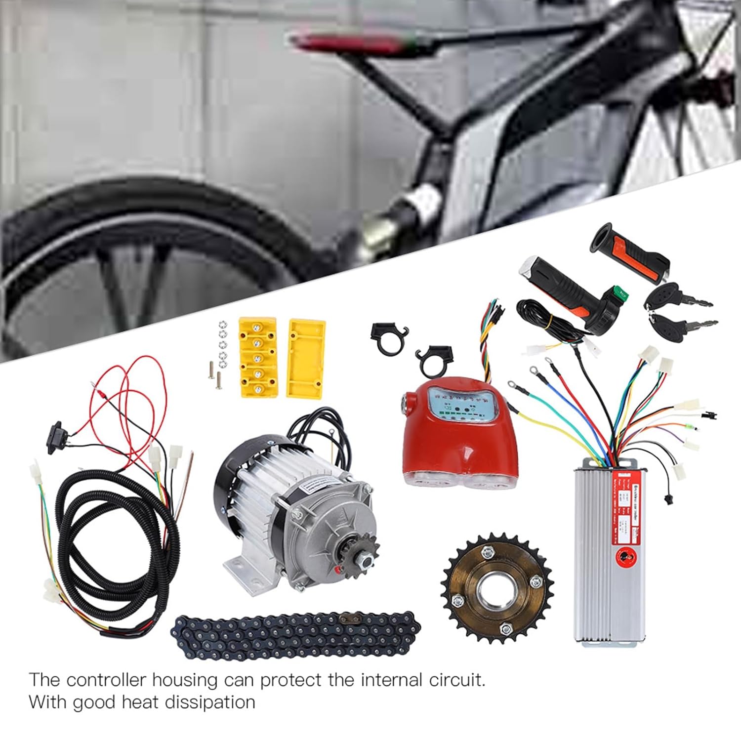48V 800W DC Brushless Motor Kit, Aluminum Alloy Electric Bike Tricycle Scooter Conversion Kit, DIY Motor Conversion Kit, Ideal for Electric Tricycle, Rickshaw, Bicycle