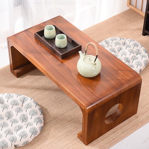 Folding Low Coffee Table, Japanese Floor Sitting Table, Foldable Picnic Desk for Bay Windows, Living Rooms, Balconies, Tea Rooms(90x50x30cm)