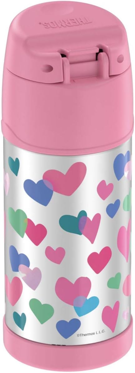 THERMOS FUNTAINER F4101 Stainless Steel Kids Bottle, 12 Ounce, Hearts