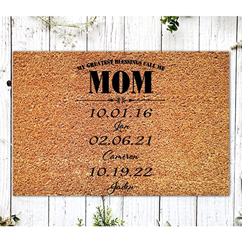 My Greatest Blessing Call Me Mom Coir Mats Family Love Door Mats Rustic Thick Durable Non Slip Welcome Mat for Garage Patio High Traffic Areas New Home Gift 16x24in