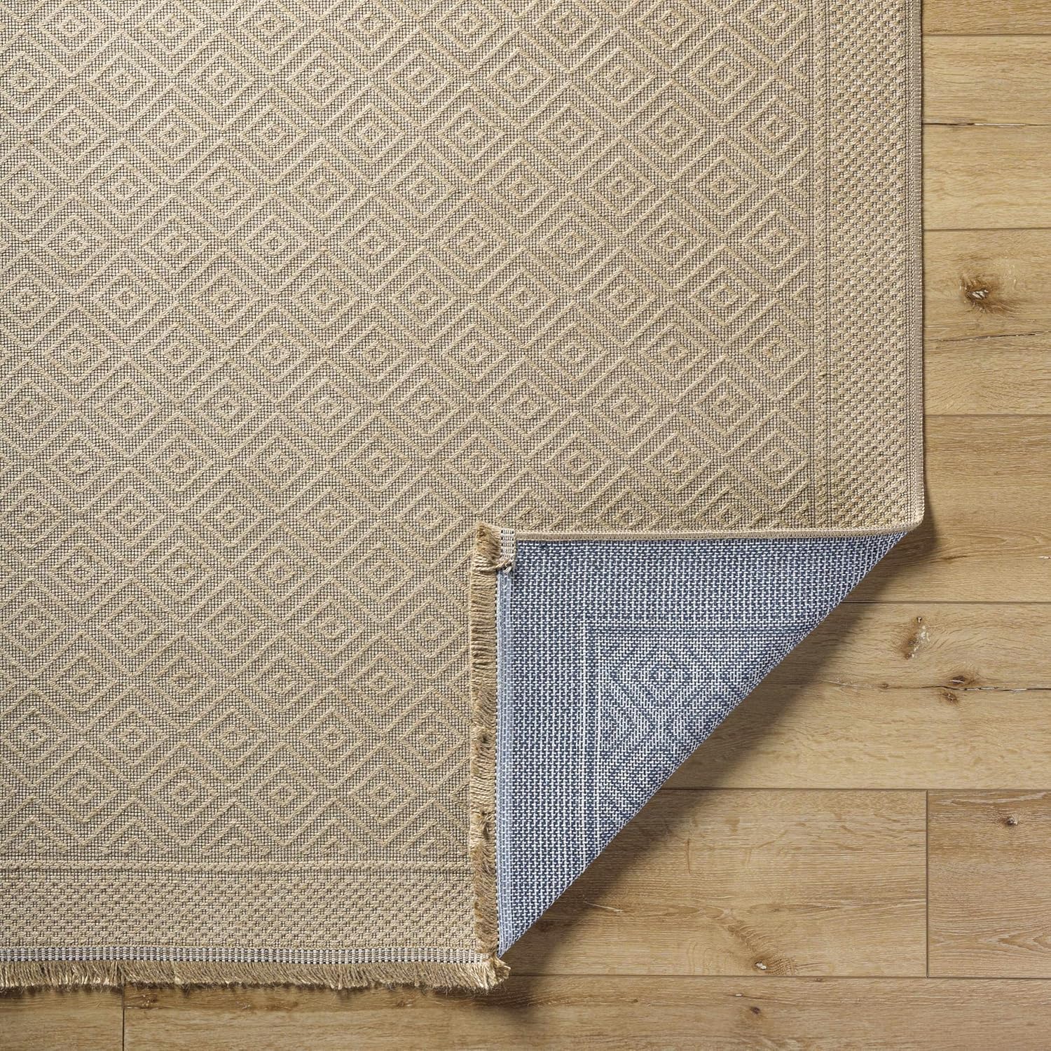 Hauteloom Veata Jute Living Room, Bedroom Machine Washable Area Rug - Traditional, Transitional - Tan, Beige - 27