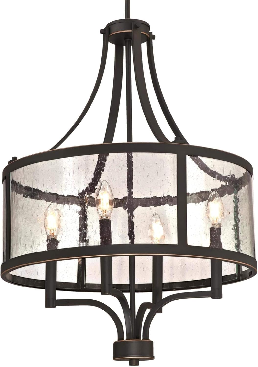 Westinghouse Lighting 6368400 Belle View Four-Light Indoor, Oil Rubbed Bronze Finish with Highlights and Clear Seeded Glass Chandelier, One Size , Oil-rubbed Bronze